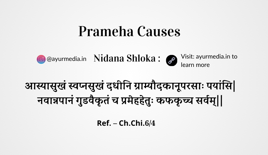 Prameha Nidana shloka, Prameha causes shloka. 